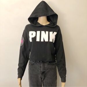 PINK Victoria’s Secrets Cropped Oversized Casual Black Sweatshirt Hoodie. XS